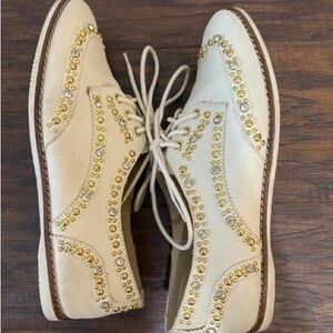 Aldo Studded Oxford Loafers Size US 6 0 cream with gold studs